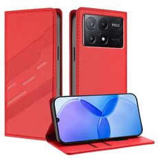 Per Redmi K70E Custodia per telefono in pelle retrò con portafoglio multifunzionale in rilievo (rosso)