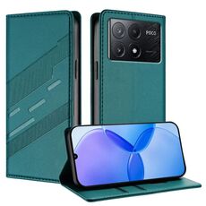 Custodia per telefono in pelle retrò con portafoglio multifunzionale in rilievo per Redmi K70E (verde scuro)