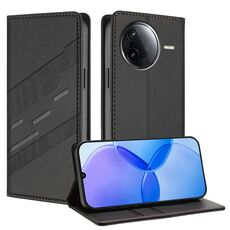Per Redmi K80 Custodia per telefono in pelle retrò con portafoglio multifunzionale in rilievo (nero)