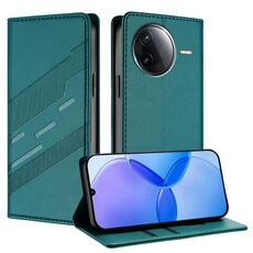 Per Redmi K80 Custodia per telefono in pelle retrò con portafoglio multifunzionale in rilievo (verde scuro)