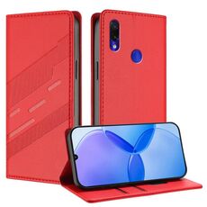 Custodia per telefono in pelle retrò con portafoglio multifunzionale in rilievo per Redmi Note 7 Pro (rossa)