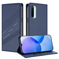Per Redmi Note 8 Custodia per telefono in pelle retrò con portafoglio multifunzionale in rilievo (blu scuro)