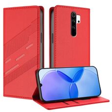 Custodia per telefono in pelle retrò con portafoglio multifunzionale in rilievo per Redmi Note 8 Pro (rossa)