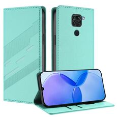 Per Redmi Note 9 Custodia per telefono in pelle retrò con portafoglio multifunzionale in rilievo (verde menta)