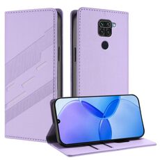 Custodia per telefono in pelle retrò con portafoglio multifunzionale in rilievo per Redmi Note 9 (viola chiaro)