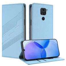 Custodia in pelle retrò con portafoglio multifunzionale in rilievo per Redmi Note 9 (blu chiaro)