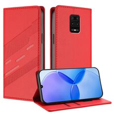 Custodia per telefono in pelle retrò con portafoglio multifunzionale in rilievo per Redmi Note 9 Pro (rossa)