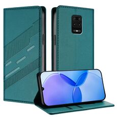 Custodia in pelle retrò con portafoglio multifunzionale in rilievo per Redmi Note 9 Pro (verde scuro)