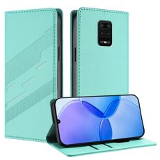 Custodia in pelle retrò con portafoglio multifunzionale in rilievo per Redmi Note 9 Pro (verde menta)
