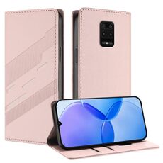 Custodia per telefono in pelle retrò con portafoglio multifunzionale in rilievo per Redmi Note 9 Pro (rosa)