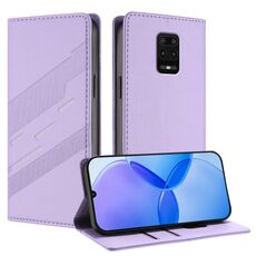 Per Redmi Note 9 Pro Custodia per telefono in pelle retrò con portafoglio multifunzionale in rilievo (viola chiaro)