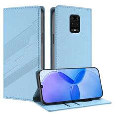 Custodia in pelle retrò con portafoglio multifunzionale in rilievo per Redmi Note 9 Pro (blu chiaro)