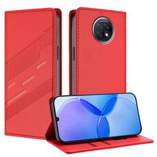 Custodia per telefono in pelle retrò con portafoglio multifunzionale in rilievo per Redmi Note 9T (rossa)