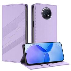 Custodia per telefono in pelle retrò con portafoglio multifunzionale in rilievo per Redmi Note 9T (viola chiaro)