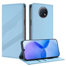 Custodia in pelle retrò con portafoglio multifunzionale in rilievo per Redmi Note 9T (blu chiaro)
