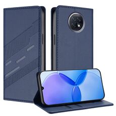 Custodia in pelle retrò con portafoglio multifunzionale in rilievo per Redmi Note 9T (blu scuro)