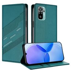 Custodia in pelle retrò con portafoglio multifunzionale in rilievo per Redmi Note 10 4G (verde scuro)