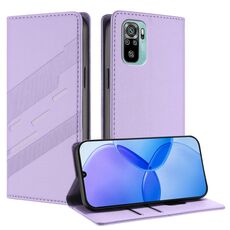 Custodia in pelle retrò con portafoglio multifunzionale in rilievo per Redmi Note 10 4G (viola chiaro)