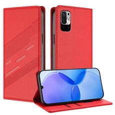 Custodia per telefono in pelle retrò con portafoglio multifunzionale in rilievo per Redmi Note 10 5G (rossa)