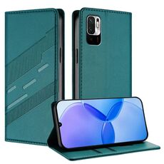 Custodia in pelle retrò con portafoglio multifunzionale in rilievo per Redmi Note 10 5G (verde scuro)