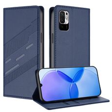 Custodia in pelle retrò con portafoglio multifunzionale in rilievo per Redmi Note 10 5G (blu scuro)