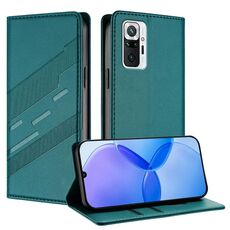 Custodia in pelle retrò con portafoglio multifunzionale in rilievo per Redmi Note 10 Pro (verde scuro)