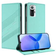Custodia in pelle retrò con portafoglio multifunzionale in rilievo per Redmi Note 10 Pro (verde menta)