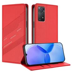 Custodia per telefono in pelle retrò con portafoglio multifunzionale in rilievo per Redmi Note 11 Pro (rosso)