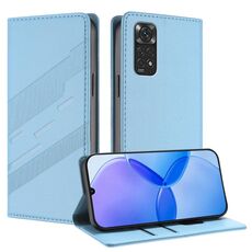 Custodia per telefono in pelle retrò con portafoglio multifunzionale in rilievo per Redmi Note 11 (blu chiaro)