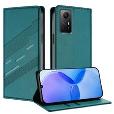 Custodia in pelle retrò con portafoglio multifunzionale in rilievo per Redmi Note 12S (verde scuro)