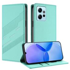 Custodia in pelle retrò con portafoglio multifunzionale in rilievo per Redmi Note 12 4G (verde menta)