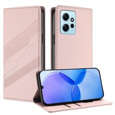 Custodia per telefono in pelle retrò con portafoglio multifunzionale in rilievo per Redmi Note 12 4G (rosa)