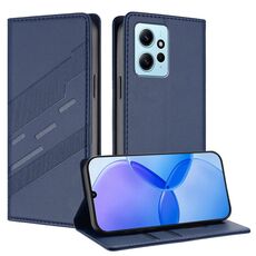 Custodia in pelle retrò con portafoglio multifunzionale in rilievo per Redmi Note 12 4G (blu scuro)
