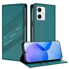 Custodia in pelle retrò con portafoglio multifunzionale in rilievo per Redmi Note 12 5G (verde scuro)