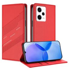 Custodia in pelle retrò con portafoglio multifunzionale in rilievo per Redmi Note 12 Pro (rossa)