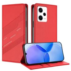 Custodia in pelle retrò con portafoglio multifunzionale in rilievo per Redmi Note 12 Pro+ (rossa)