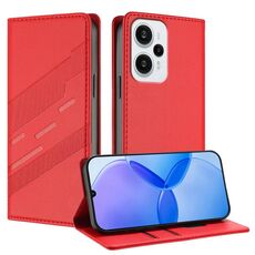 Per Redmi Note 12 Turbo Custodia per telefono in pelle retrò multifunzionale con portafoglio in rilievo (rosso)