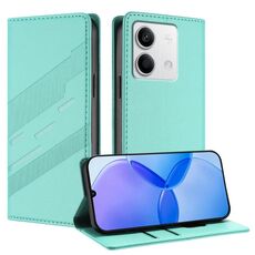 Custodia in pelle retrò con portafoglio multifunzionale in rilievo per Redmi Note 13 5G (verde menta)