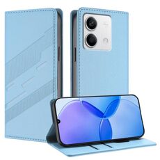 Custodia in pelle retrò con portafoglio multifunzionale in rilievo per Redmi Note 13 5G (blu chiaro)