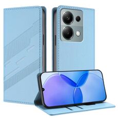 Custodia in pelle retrò con portafoglio multifunzionale in rilievo per Redmi Note 13 Pro 4G (blu chiaro)
