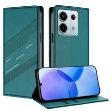 Custodia in pelle retrò con portafoglio multifunzionale in rilievo per Redmi Note 13 Pro 5G (verde scuro)