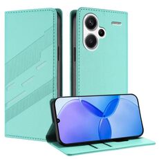 Custodia in pelle retrò con portafoglio multifunzionale in rilievo per Redmi Note 13 Pro+ (verde menta)