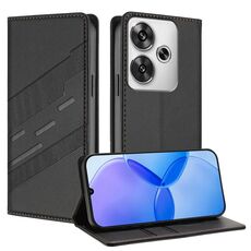 Per Redmi Turbo 3 Custodia per telefono in pelle retrò con portafoglio multifunzionale in rilievo (nero)