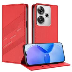 Per Redmi Turbo 3 Custodia per telefono in pelle retrò con portafoglio multifunzionale in rilievo (rosso)