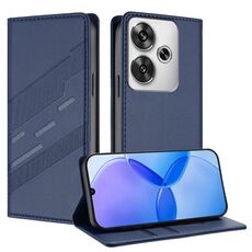 Custodia in pelle retrò con portafoglio multifunzionale in rilievo per Redmi Turbo 3 (blu scuro)