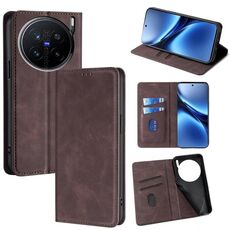 Per vivo X200 Pro 5G Custodia in pelle magnetica Skin Feel (marrone scuro)