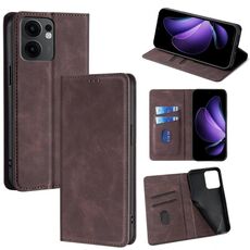 Per OPPO Reno13 F 5G / 4G Custodia in pelle magnetica Skin Feel (marrone scuro)