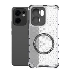 Per OPPO Reno13 F 5G Custodia antiurto per telefono con anello magnetico a nido d'ape globale (bianca)