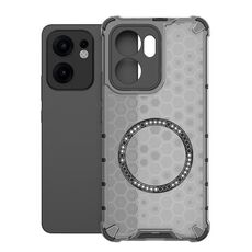 Per OPPO Reno13 F 5G Custodia antiurto per telefono con anello magnetico a nido d'ape globale (nero)