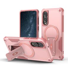 Per Samsung Galaxy S25 Edge 5G Armor MagSafe Holder Custodia per telefono in TPU ibrido per PC (rosa)